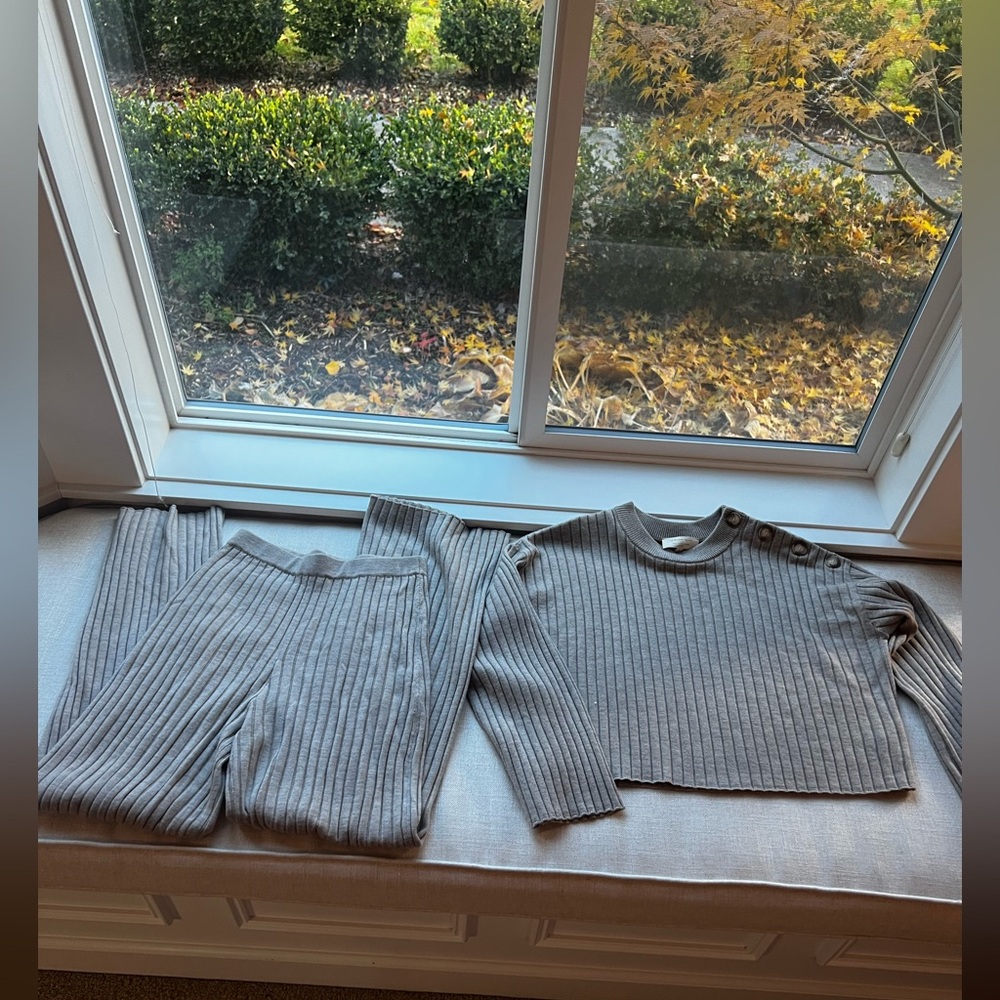 ***La Maille Sezane Maxence Wool
Ribbed Lazare Trousers - Sandstone SET new - Picture 4 of 8